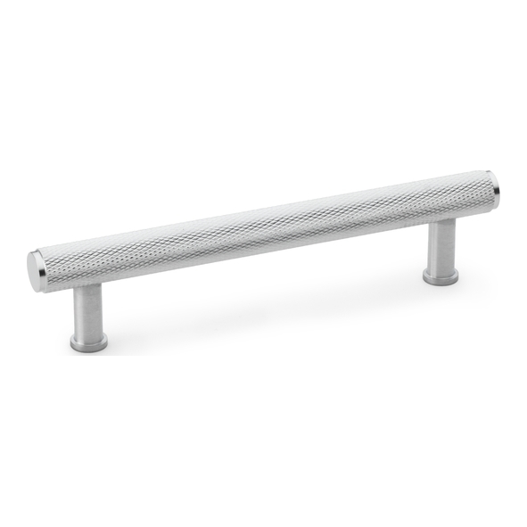 AW809-128-SC • 128mm c/c • Satin Chrome • Alexander & Wilks Crispin Knurled T-Bar Cupboard Pull Handle